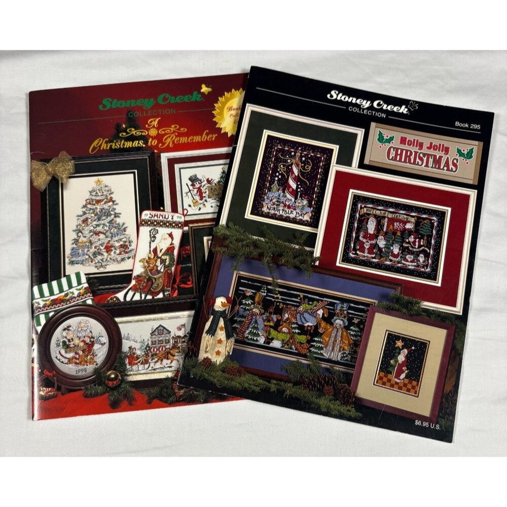 Stoney Creek Christmas Cross Stitch Books 200 295 Santa Snowman Patterns Lot VTG